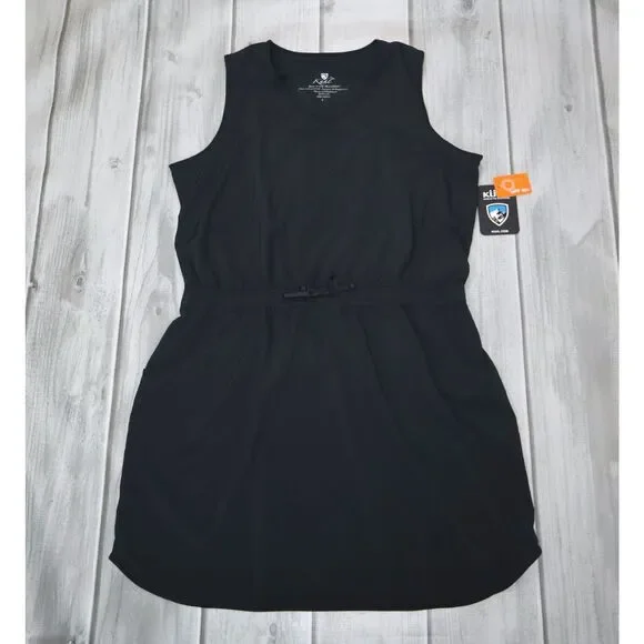 NEW Kuhl Vantage Dress Sz L Black Sleeveless Hiking Athletic V-Neck UPF 50+ 4021 - Picture 1 of 9